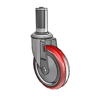 2 Series Expanding Adapter Stem Zinc Swivel Caster Caster with 5 x 1.25 Maroon on Grey Polyurethane HI-TECH Wheel