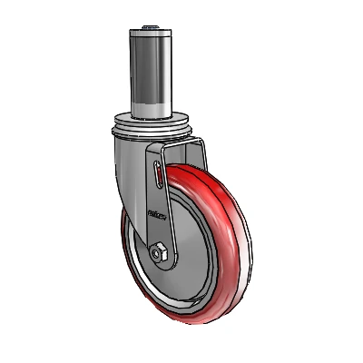 2 Series Expanding Adapter Stem Zinc Swivel Caster Caster with 5 x 1.25 Maroon on Grey Polyurethane HI-TECH Wheel