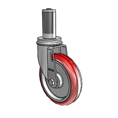 2 Series Expanding Adapter Stem Zinc Swivel Caster Caster with 5 x 1.25 Maroon on Grey Polyurethane HI-TECH Wheel