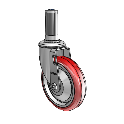 2 Series Expanding Adapter Stem Zinc Swivel Caster Caster with 5 x 1.25 Maroon on Grey Polyurethane HI-TECH Wheel