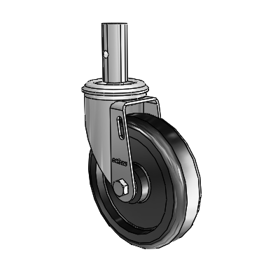 2 Series Casters Square Stem Swivel Zinc Swivel Caster with 5 x 1.25 Black Polyolefin Wheel