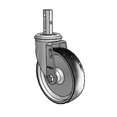 2 Series Casters Square Stem Swivel Zinc Swivel Caster with 5 x 1.25 Black on Silver ThermoTech Wheel