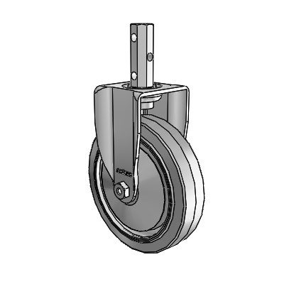 Ruedas de la serie 2 con eje cuadrado, de zinc rígido, con rueda de goma Performa gris sobre gris (plana) de 5 x 1,25
