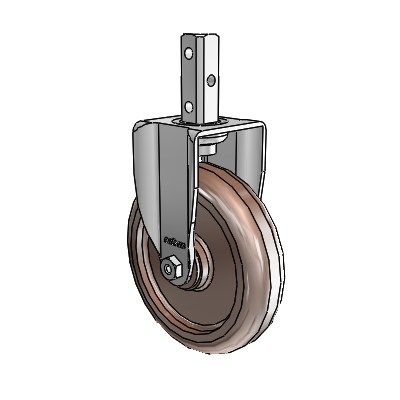 2 Series Casters Square Stem Rigid Zinc Rigid Caster with 5 x 1.25 Brown Thermo Wheel