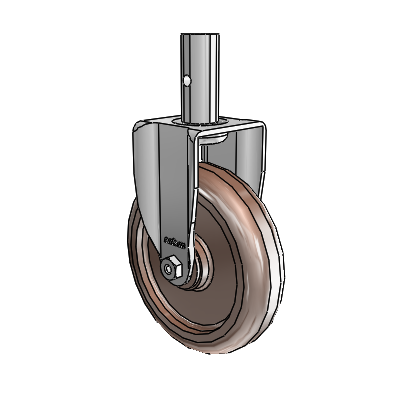 2 Series Casters Square Stem Rigid Zinc Rigid Caster with 5 x 1.25 Brown Thermo Wheel
