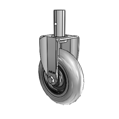 2 Series Casters Square Stem Rigid Zinc Rigid Caster with 5 x 1.3125 Grey on Black Performa Rubber (Round/Conductive) Wheel
