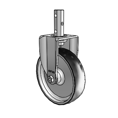 2 Series Casters Square Stem Rigid Zinc Rigid Caster with 5 x 1.25 Black on Silver ThermoTech Wheel
