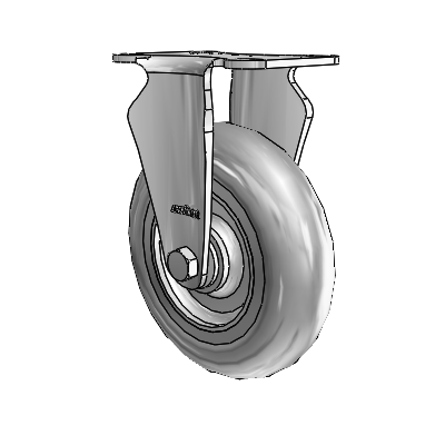 2 Series Stainless Steel Casters Top Plate Rigid with 5 x 1.3125 Grey on Grey Performa Rubber (Round) Wheel