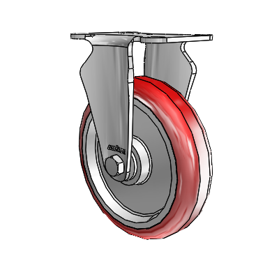 2 Series Stainless Steel Precision Casters Top Plate Rigid with 5 x 1.25 Maroon on Grey Polyurethane HI-TECH Wheel