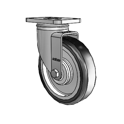 2 Series Stainless Steel Top Plate Swivel Caster with 5 x 1.25 Grey on Grey TPE High-Temp Wheel