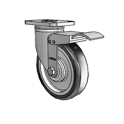 2 Series Stainless Steel Top Plate Swivel Caster with 5 x 1.25 Grey on Grey TPE High-Temp Wheel and Total Lock Brake