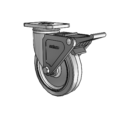 2 Series Stainless Steel Top Plate Swivel Caster with 5 x 1.25 Grey on Grey Performa Rubber (Flat) Wheel and Tech Lock (BRK2)