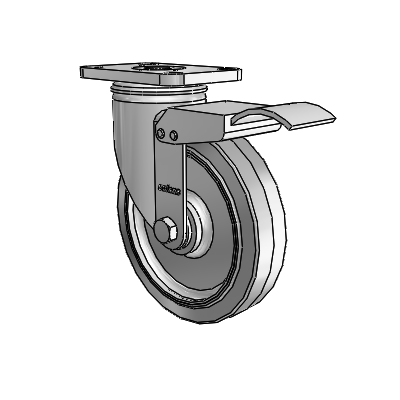 2 Series Stainless Steel Top Plate Swivel Caster with 5 x 1.25 Grey on Grey Performa Rubber (Flat) Wheel and Total Lock Brake