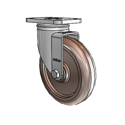 2 Series Stainless Steel Top Plate Swivel Caster with 5 x 1.25 Brown Thermo Wheel