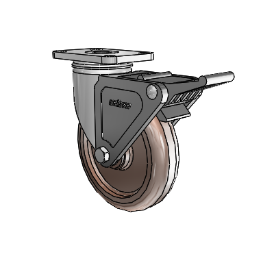 2 Series Stainless Steel Top Plate Swivel Caster with 5 x 1.25 Brown Thermo Wheel and Tech Lock (BRK2)