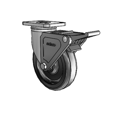 2 Series Stainless Steel Top Plate Swivel Caster with 5 x 1.25 Black Polyolefin Wheel and Tech Lock (BRK2)