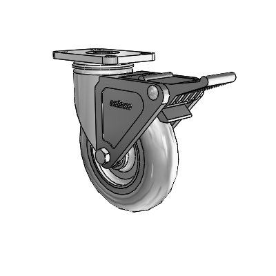 2 Series Stainless Steel Top Plate Swivel Caster with 5 x 1.3125 Grey on Grey Performa Rubber (Round) Wheel and Tech Lock (BRK2)