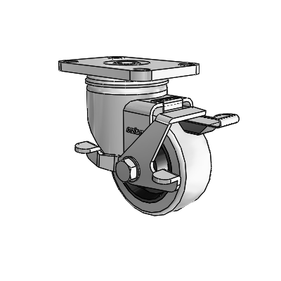 2 Series Stainless Steel Top Plate Swivel Caster with 3 x 1.25 Grey on Black Rubber HI-TECH Wheel and Top Lock Brake