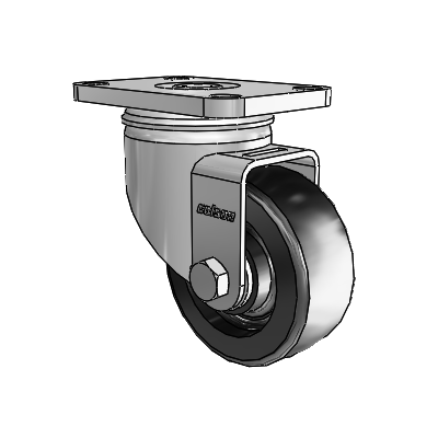 2 Series Stainless Steel Top Plate Swivel Caster with 3 x 1.25 Black Polyolefin Wheel