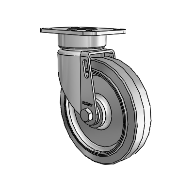 2 Series Stainless Steel Precision Top Plate Swivel Caster with 5 x 1.25 Grey on Grey Performa Rubber (Flat) Wheel