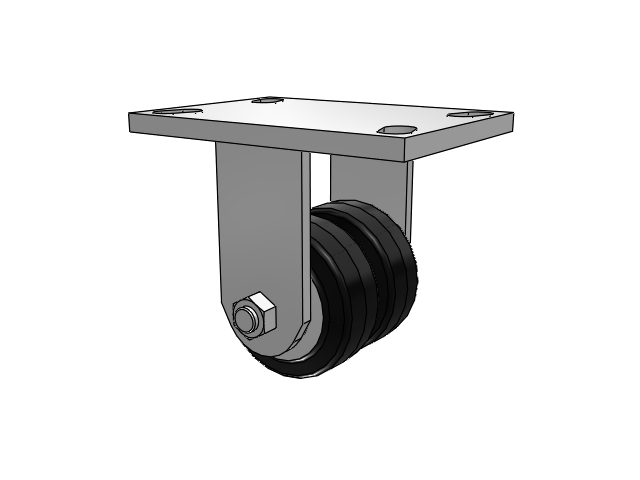 272 Series Top Plate Zinc Rigid Caster with 3.25 x 1.5 Black on Black MR - Moldon Rubber (Cast Iron Core) Wheel