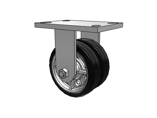 272 Series Top Plate Zinc Rigid Caster with 5 x 1.5 Black on Black MR - Moldon Rubber (Cast Iron Core) Wheel