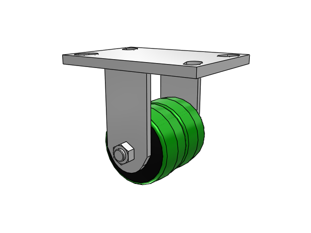 272 Series Top Plate Zinc Rigid Caster with 3.25 x 1.625 Green on Grey PY - Polyurethane (Cast Iron Core) Wheel