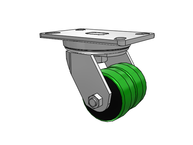 272 Series Top Plate Zinc Swivel Caster with 3.25 x 1.625 Green on Grey PY - Polyurethane (Cast Iron Core) Wheel