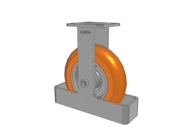 28 Series Maintenance Free Top Plate Rigid Caster with 8 x 2 Orange tread on aluminum core AN - Round Polyurethane (Aluminum Core) Wheel