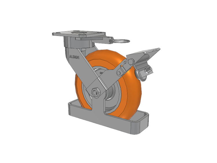 28 Series Maintenance Free Top Plate Swivel Caster with 8 x 2 Orange tread on aluminum core AN - Round Polyurethane (Aluminum Core) Wheel and Face Brake