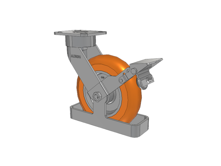 28 Series Maintenance Free Top Plate Swivel Caster with 8 x 2 Orange tread on aluminum core AN - Round Polyurethane (Aluminum Core) Wheel and Face Brake