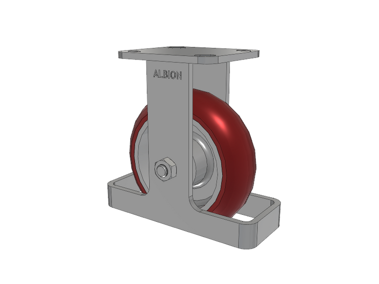 28 Series Maintenance Free Top Plate Rigid Caster with 6 x 2 Maroon Tread on Aluminum Core AX - Round Polyurethane (Aluminum Core) Wheel