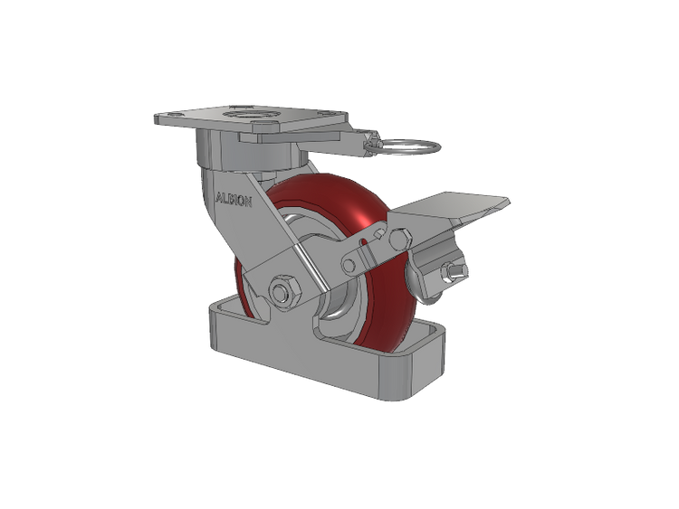 28 Series Maintenance Free Top Plate Swivel Caster with 6 x 2 Maroon Tread on Aluminum Core AX - Round Polyurethane (Aluminum Core) Wheel and Face Brake