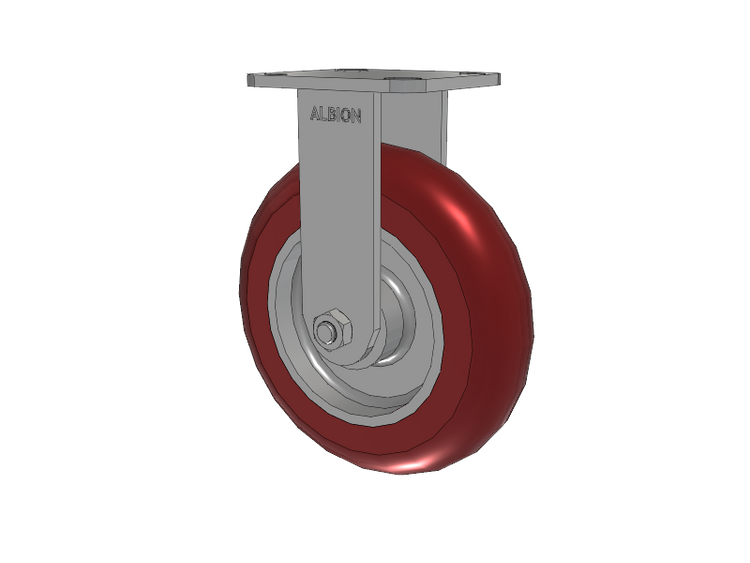 28 Series Maintenance Free Top Plate Rigid Caster with 8 x 2 Maroon Tread on Aluminum Core AX - Round Polyurethane (Aluminum Core) Wheel