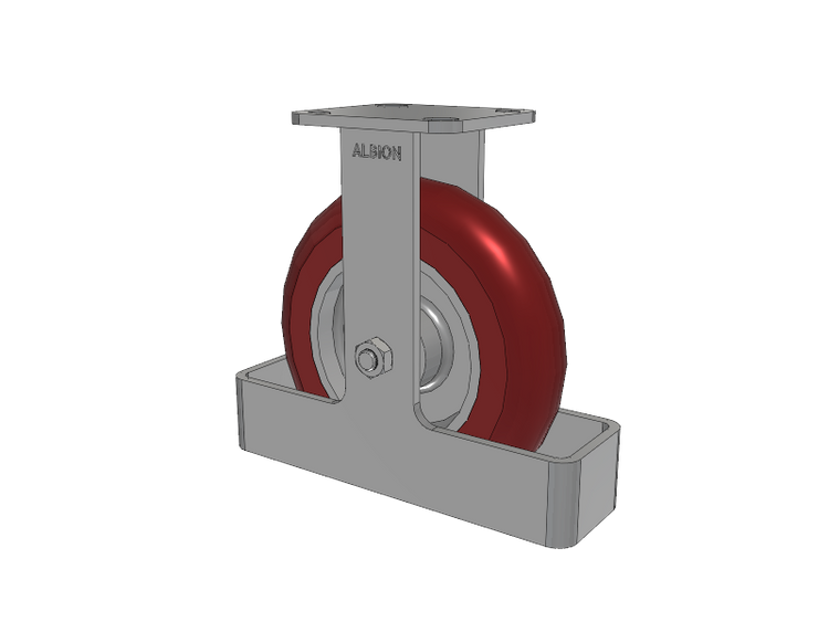 28 Series Maintenance Free Top Plate Rigid Caster with 8 x 2 Maroon Tread on Aluminum Core AX - Round Polyurethane (Aluminum Core) Wheel