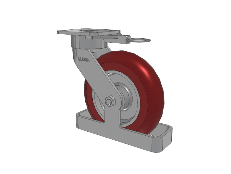 28 Series Maintenance Free Top Plate Swivel Caster with 8 x 2 Maroon Tread on Aluminum Core AX - Round Polyurethane (Aluminum Core) Wheel