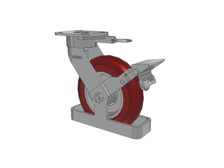 28 Series Maintenance Free Top Plate Swivel Caster with 8 x 2 Maroon Tread on Aluminum Core AX - Round Polyurethane (Aluminum Core) Wheel and Face Brake
