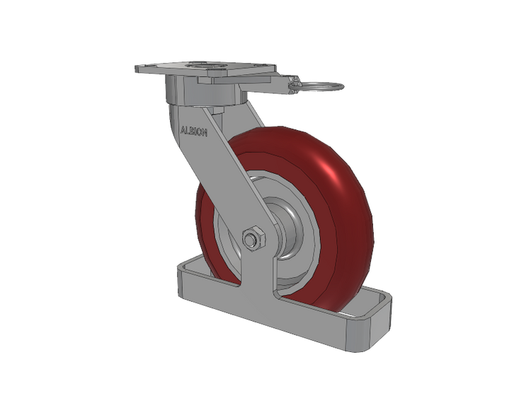 28 Series Maintenance Free Top Plate Swivel Caster with 8 x 2 Maroon Tread on Aluminum Core AX - Round Polyurethane (Aluminum Core) Wheel
