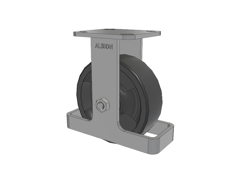 28 Series Maintenance Free Top Plate Rigid Caster with 6 x 2 Dark Grey Nylon DT - Heavy Duty Glass-Filled Nylon Wheel