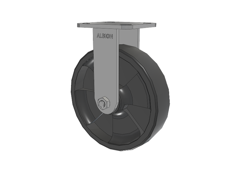 28 Series Maintenance Free Top Plate Rigid Caster with 8 x 2 Dark Grey Nylon DT - Heavy Duty Glass-Filled Nylon Wheel