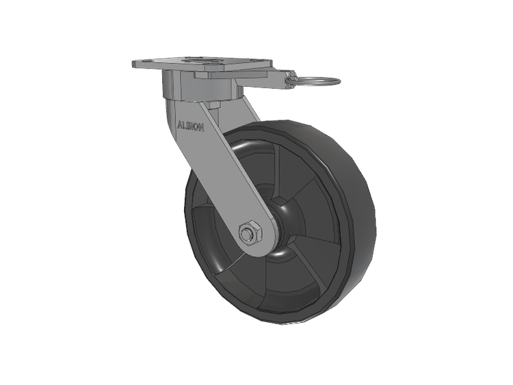 28 Series Maintenance Free Top Plate Swivel Caster with 8 x 2 Dark Grey Nylon DT - Heavy Duty Glass-Filled Nylon Wheel