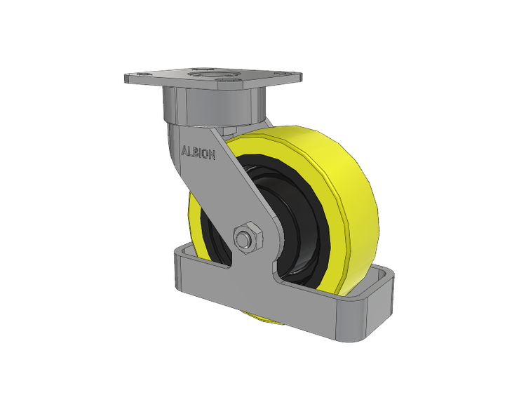28 Series Maintenance Free Top Plate Swivel Caster with 6 x 2 Yellow Tread on Black Cast Iron Core PF - Polyurethane (Heavy Duty Cast Iron Core) Wheel