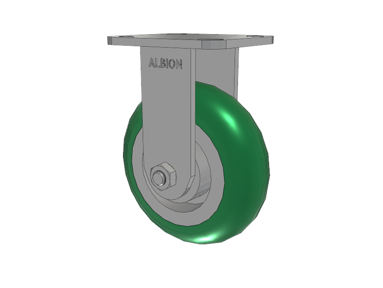 28 Series Maintenance Free Top Plate Rigid Caster with 6 x 2 Green Tread on Aluminum Core PM - Round Polyurethane (Aluminum Core) Wheel