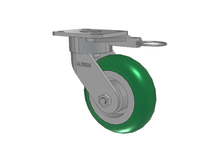 28 Series Maintenance Free Top Plate Swivel Caster with 6 x 2 Green Tread on Aluminum Core PM - Round Polyurethane (Aluminum Core) Wheel