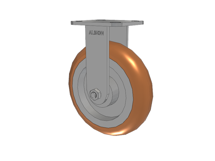 28 Series Maintenance Free Top Plate Rigid Caster with 8 x 2 Butterscotch Tread on Aluminum Core PM - Round Polyurethane (Aluminum Core) Wheel