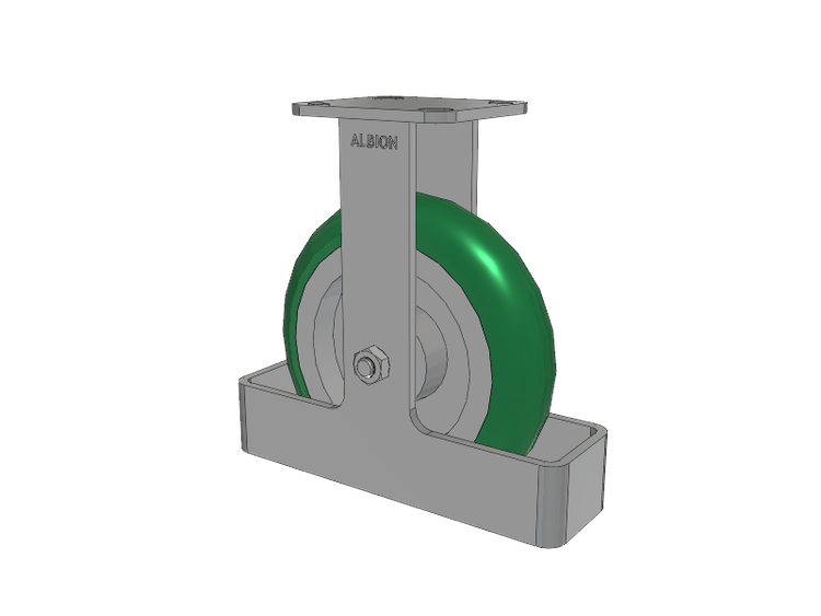 28 Series Maintenance Free Top Plate Rigid Caster with 8 x 2 Green Tread on Aluminum Core PM - Round Polyurethane (Aluminum Core) Wheel