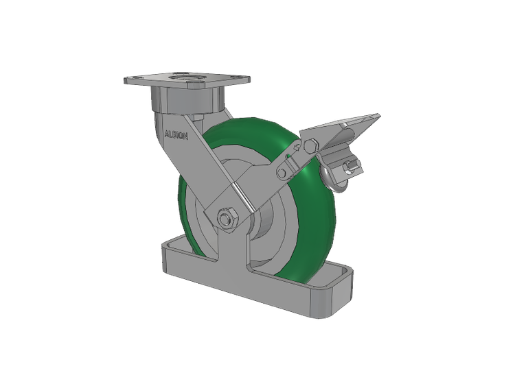 28 Series Maintenance Free Top Plate Swivel Caster with 8 x 2 Green Tread on Aluminum Core PM - Round Polyurethane (Aluminum Core) Wheel and Face Brake