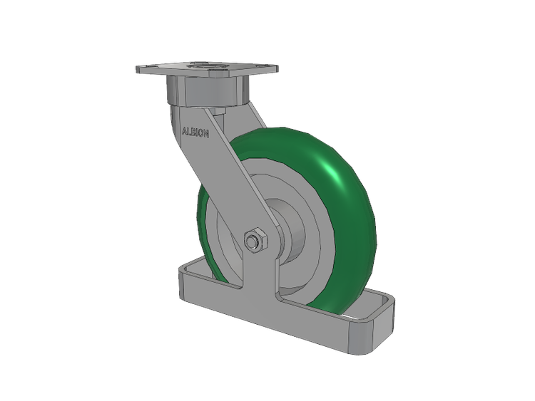 28 Series Maintenance Free Top Plate Swivel Caster with 8 x 2 Green Tread on Aluminum Core PM - Round Polyurethane (Aluminum Core) Wheel