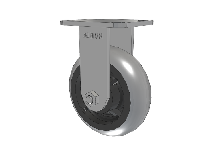28 Series Maintenance Free Top Plate Rigid Caster with 6 x 2 Grey Tread on Grey Core XP - X-treme Plus Solid Polyurethane Wheel