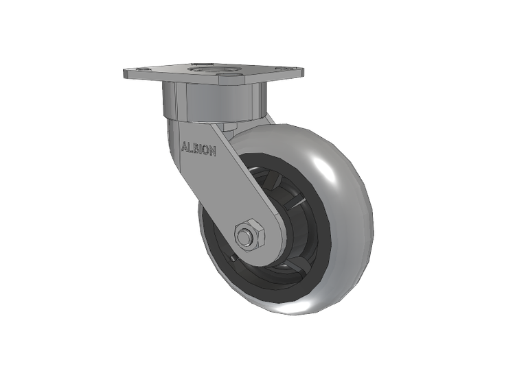 28 Series Maintenance Free Top Plate Swivel Caster with 6 x 2 Grey Tread on Grey Core XP - X-treme Plus Solid Polyurethane Wheel